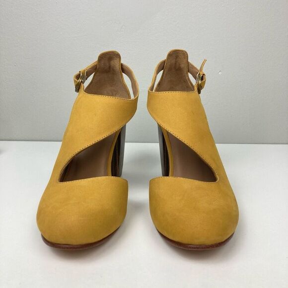 Fortress of Inca Luna Naya Amber Yellow Suede Sculpted Wood Heels US 10, EU 40 - Picture 3 of 7